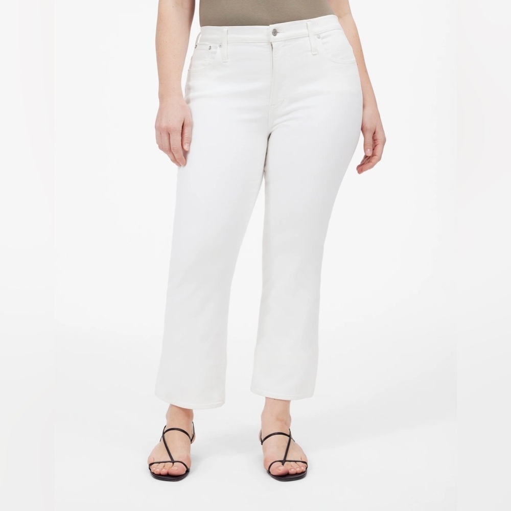 NWT Madewell Mid-Rise Kick Out Crop Jeans pure white size 33